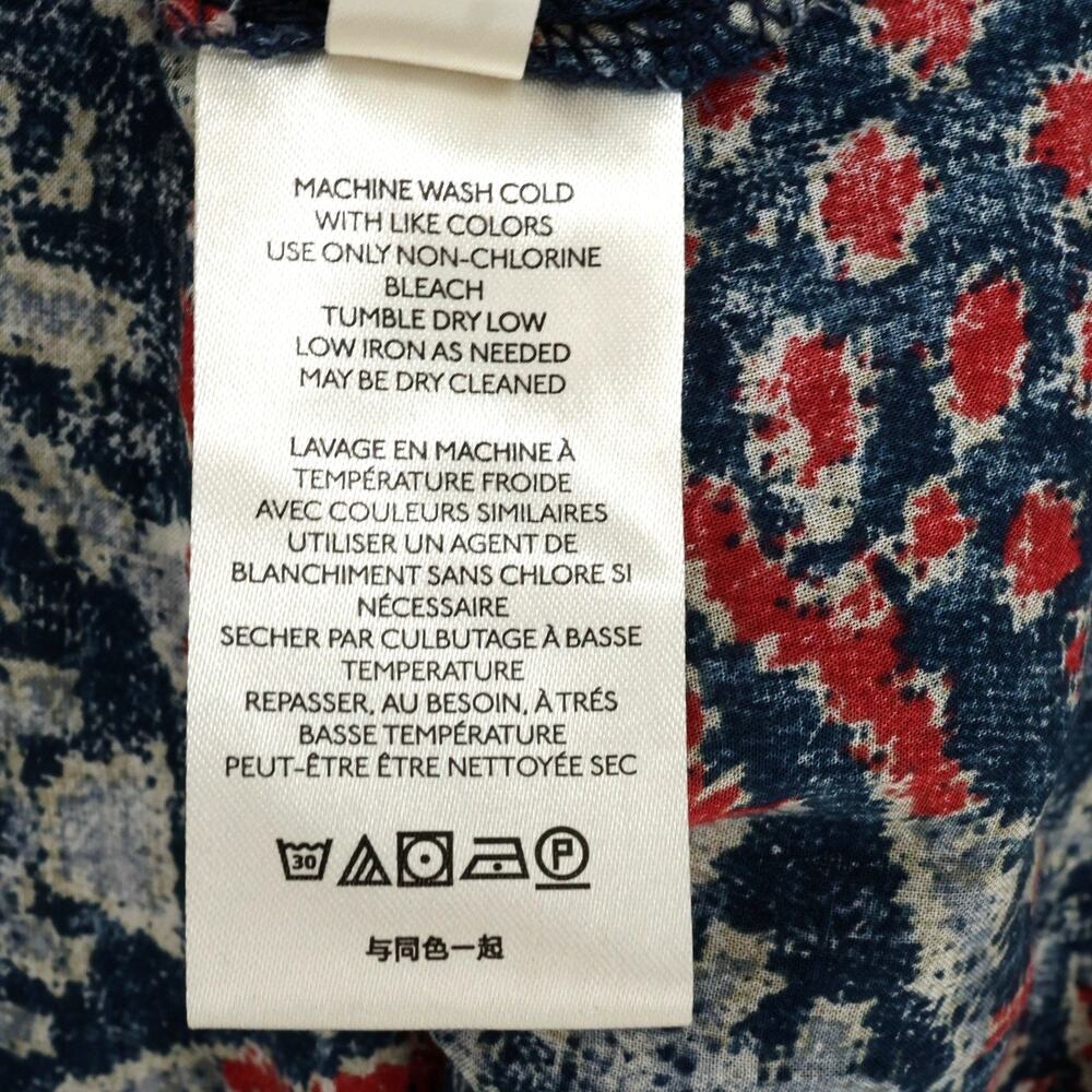 Pilcro Top Womens Medium Red Blue Ikat Lightweight Cotton Blouse Anthropologie - Picture 14 of 16